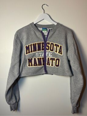 Champion Gray Fleece Half-Zip Sweatshirt, Purple & Gold, MN State Mankato, S
